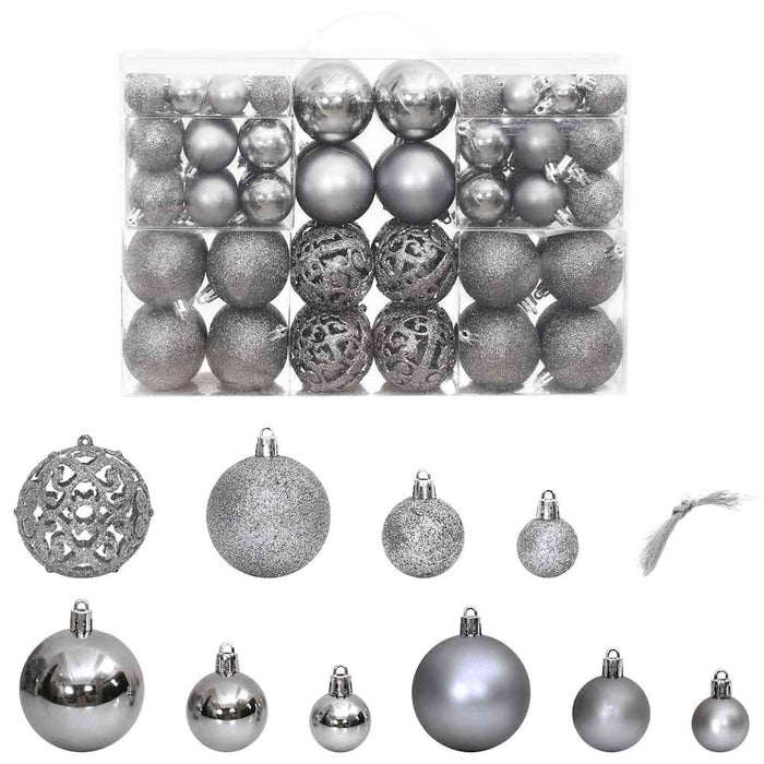 Globuri de Crăciun, 100 buc, gri, 3 / 4 / 6 cm - WALTI WALTI