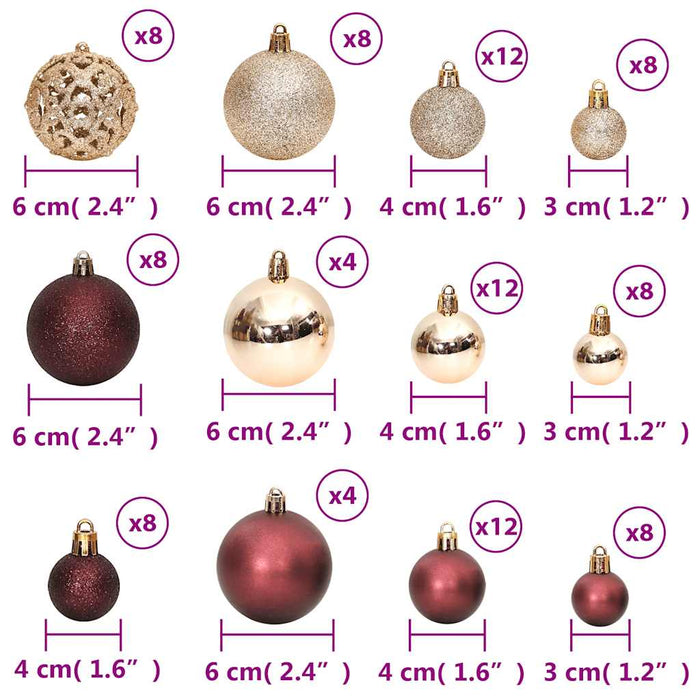 Globuri de Crăciun, 100 buc, șampanie și maro 3 / 4 / 6 cm WALTI