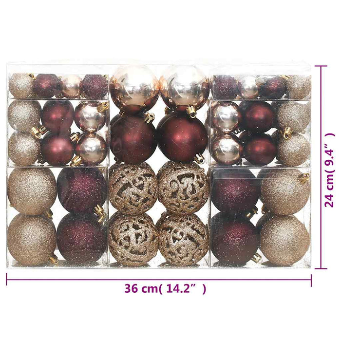 Globuri de Crăciun, 100 buc, șampanie și maro 3 / 4 / 6 cm WALTI