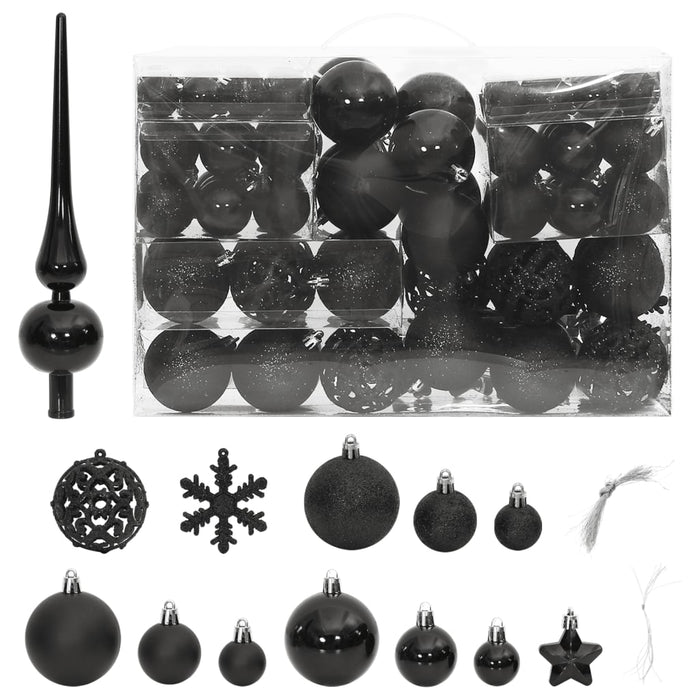 Set globuri de Crăciun 111 buc., negru, polistiren - WALTI WALTI