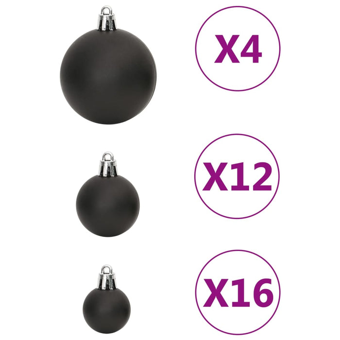 Set globuri de Crăciun 111 buc., negru, polistiren - WALTI WALTI