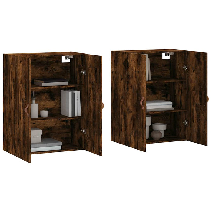 Dulapuri montate pe perete, 2 buc, stejar afumat, 69,5x34x90 cm WALTI