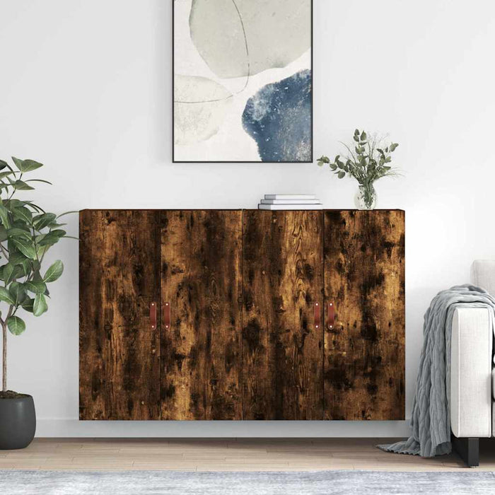 Dulapuri montate pe perete, 2 buc, stejar afumat, 69,5x34x90 cm WALTI