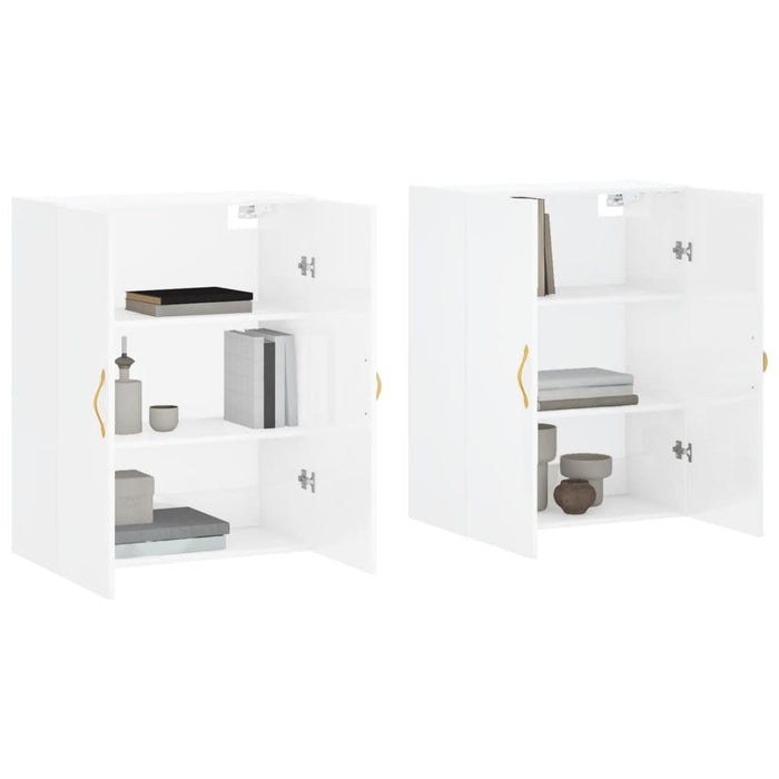 Dulapuri montaj pe perete, 2 buc, alb extralucios, 69,5x34x90cm WALTI