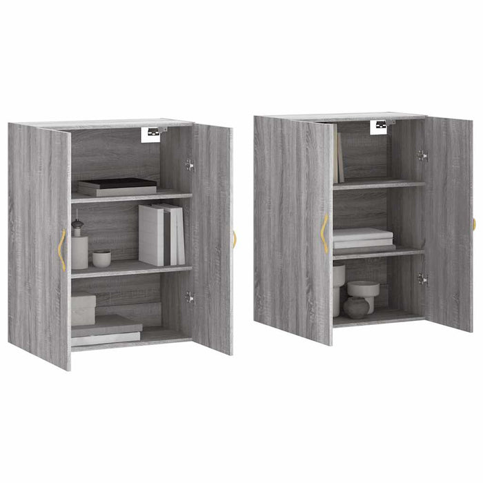 Dulapuri montate pe perete, 2 buc, gri sonoma, 69,5x34x90 cm WALTI