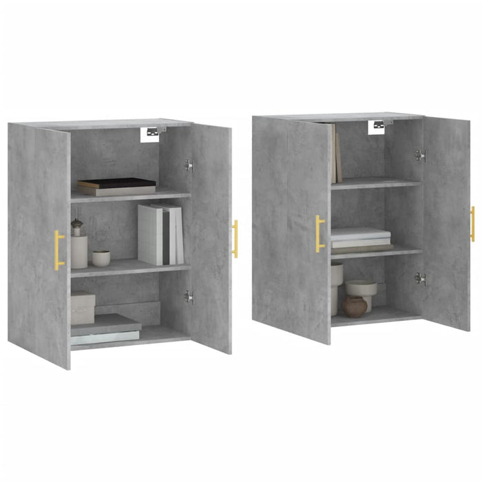 Dulap cu montaj pe perete, 2 buc, gri beton, 69,5x34x90 cm - WALTI WALTI