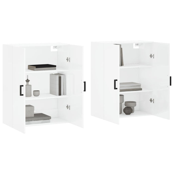 Dulapuri montaj pe perete, 2 buc, alb extralucios, 69,5x34x90cm WALTI