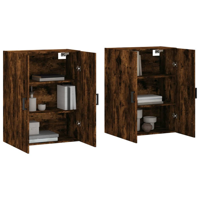 Dulapuri montate pe perete, 2 buc, stejar afumat, 69,5x34x90 cm WALTI