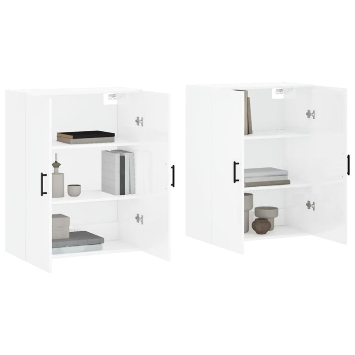 Dulapuri montaj pe perete, 2 buc, alb extralucios, 69,5x34x90cm WALTI