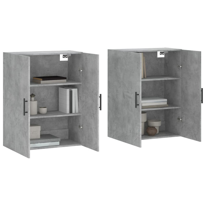 Dulap cu montaj pe perete, 2 buc, gri beton, 69,5x34x90 cm - WALTI WALTI