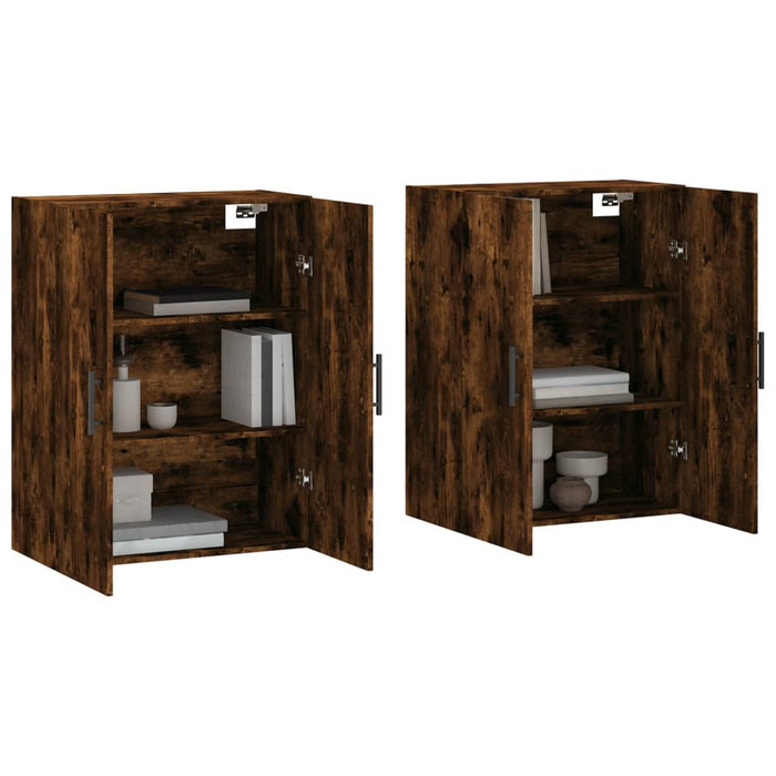 Dulapuri montate pe perete, 2 buc, stejar afumat, 69,5x34x90 cm - WALTI WALTI