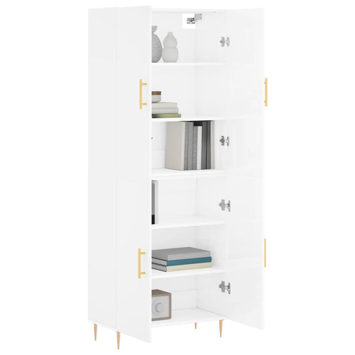 Dulap înalt, alb extralucios, 69,5x34x180 cm, lemn compozit WALTI