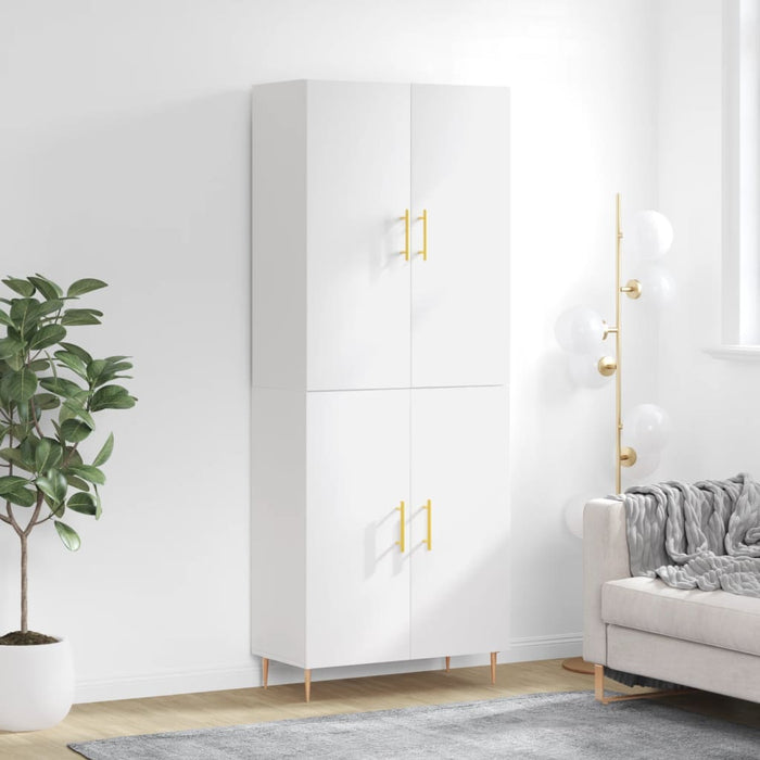 Dulap înalt, alb extralucios, 69,5x34x180 cm, lemn compozit WALTI