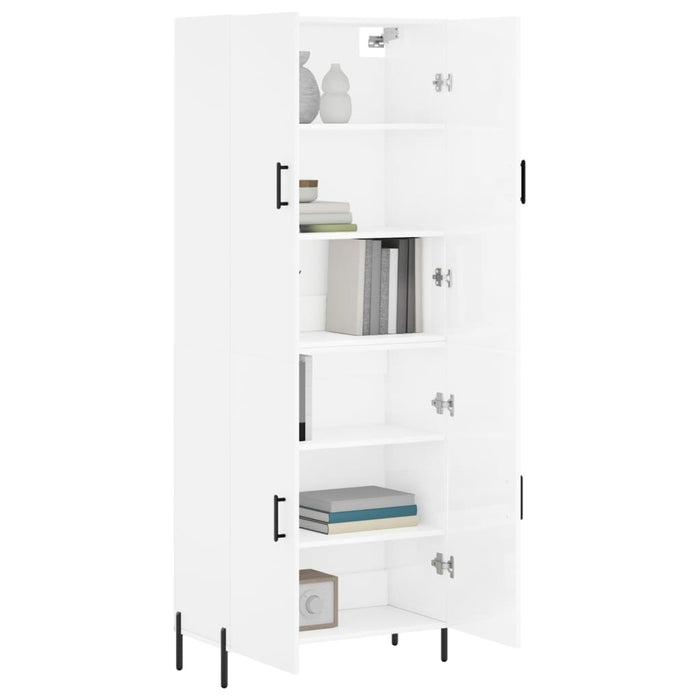 Dulap înalt, alb extralucios, 69,5x34x180 cm, lemn compozit WALTI