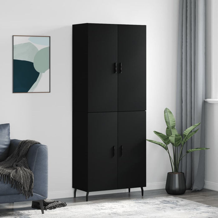 Dulap înalt, negru, 69,5x34x180 cm, lemn compozit WALTI