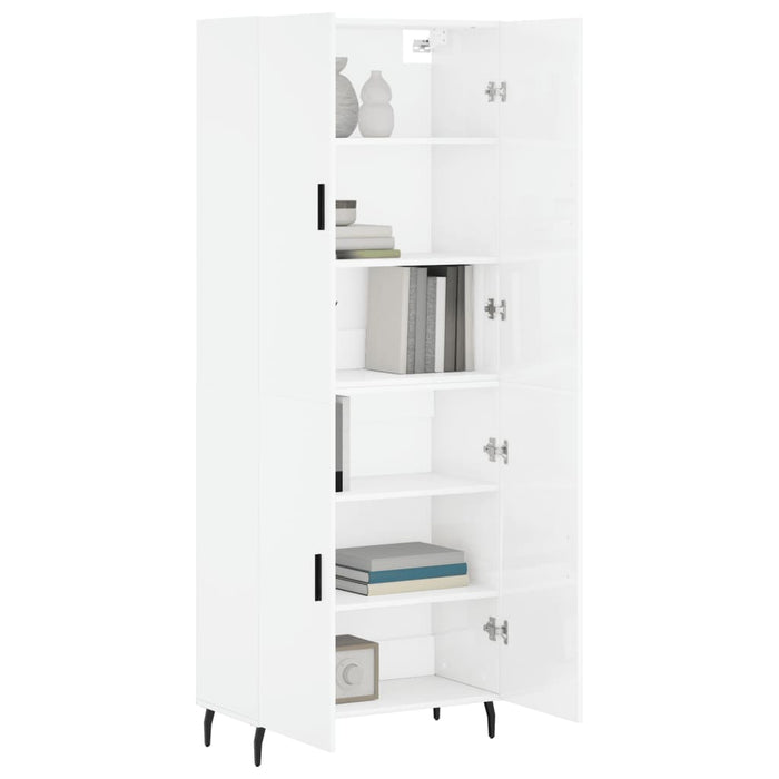 Dulap înalt, alb extralucios, 69,5x34x180 cm, lemn compozit WALTI