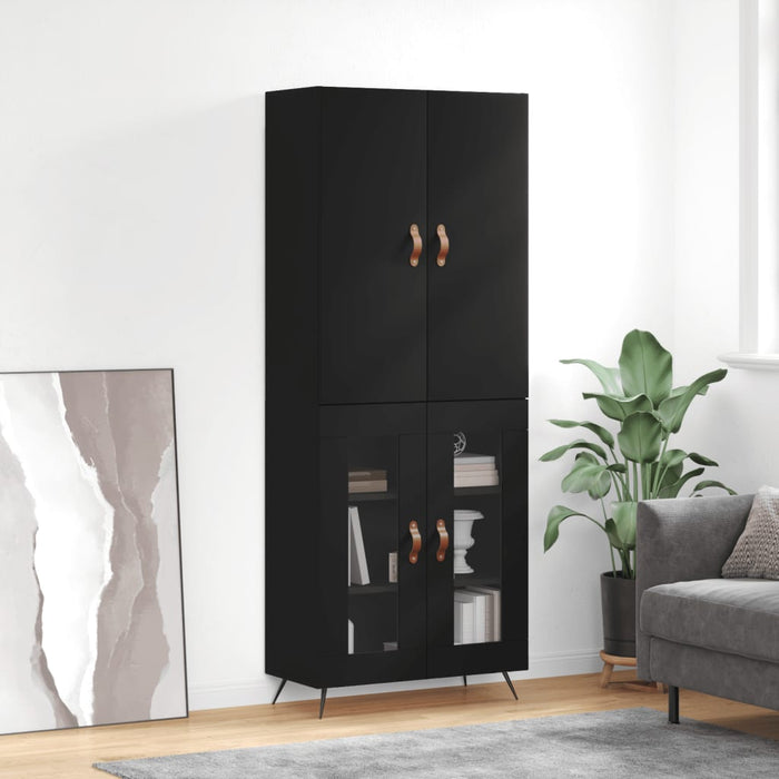 Dulap înalt, negru, 69,5x34x180 cm, lemn compozit WALTI