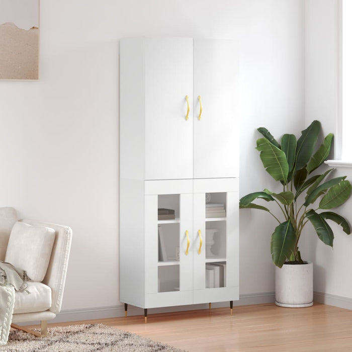 Dulap înalt, alb extralucios, 69,5x34x180 cm, lemn compozit WALTI