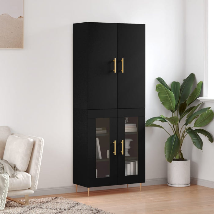 Dulap înalt, negru, 69,5x34x180 cm, lemn compozit WALTI