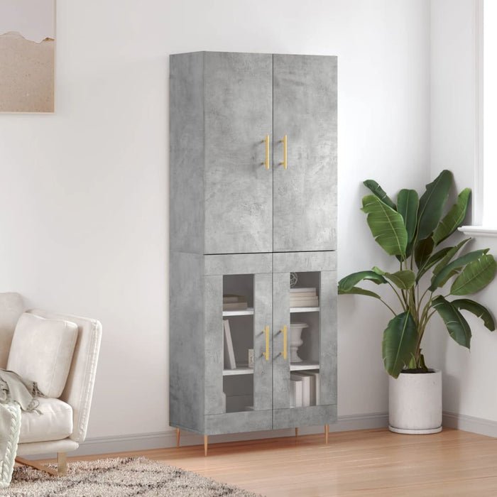 Dulap înalt, gri beton, 69,5x34x180, lemn compozit WALTI