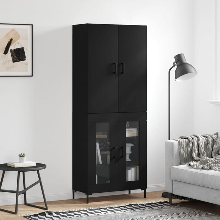 Dulap înalt, negru, 69,5x34x180 cm, lemn compozit WALTI