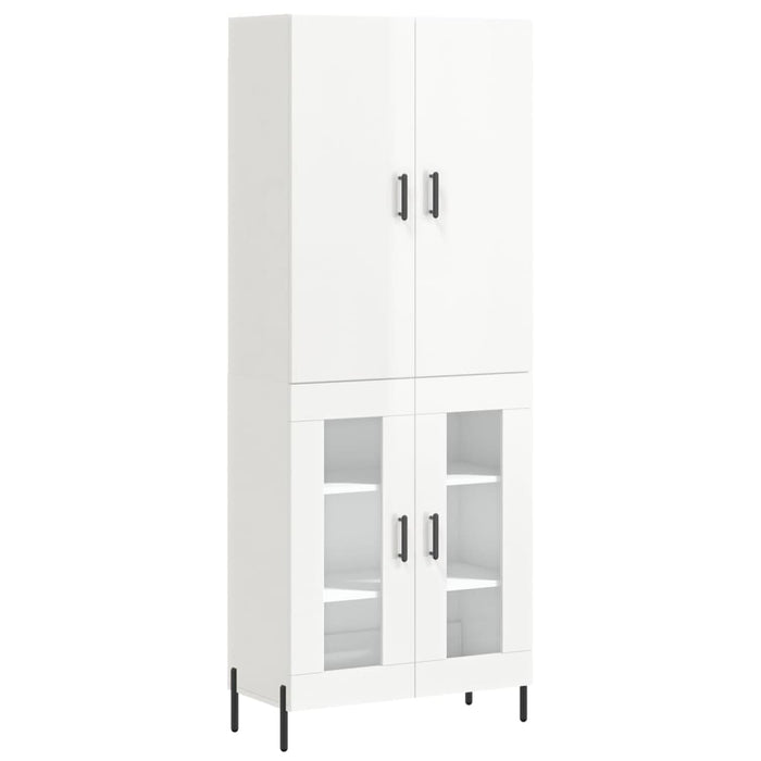 Dulap înalt, alb extralucios, 69,5x34x180 cm, lemn compozit WALTI