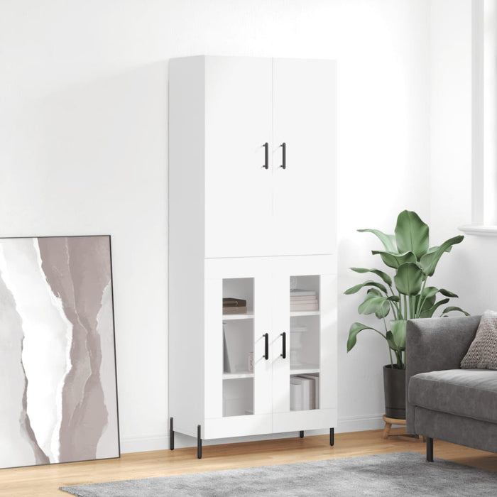 Dulap înalt, alb extralucios, 69,5x34x180 cm, lemn compozit WALTI