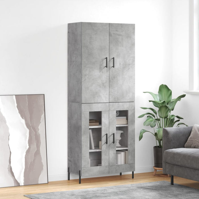 Dulap înalt, gri beton, 69,5x34x180, lemn compozit WALTI