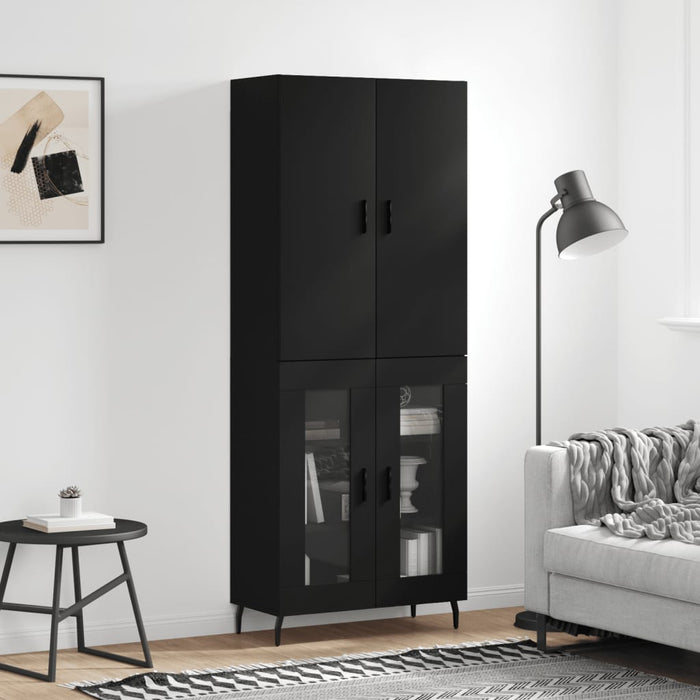 Dulap înalt, negru, 69,5x34x180 cm, lemn compozit WALTI