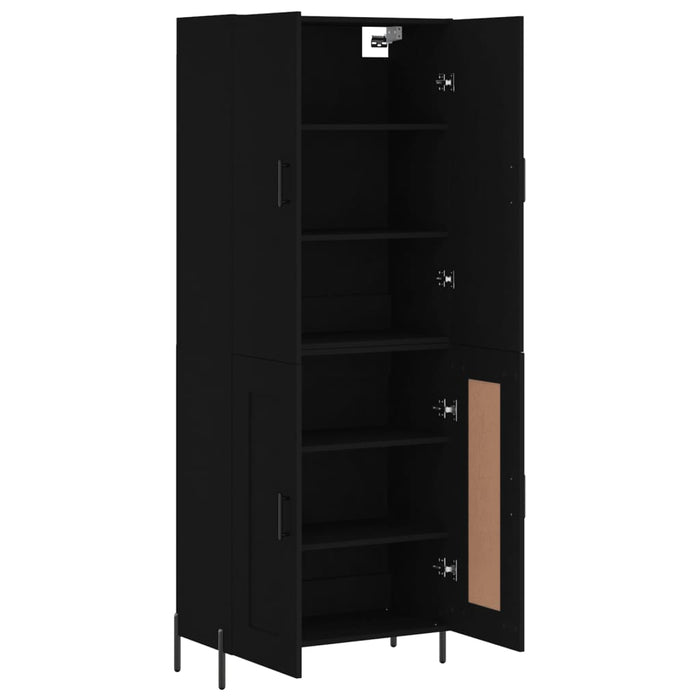 Dulap înalt, negru, 69,5x34x180 cm, lemn compozit WALTI