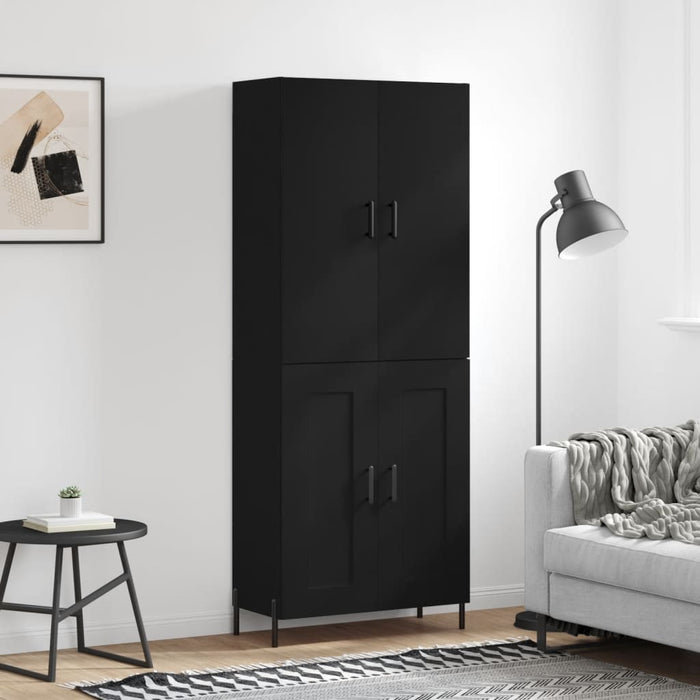 Dulap înalt, negru, 69,5x34x180 cm, lemn compozit WALTI