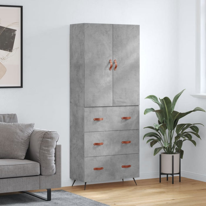 Dulap înalt, gri beton, 69,5x34x180, lemn compozit - WALTI WALTI