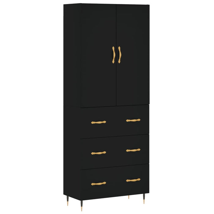 Dulap înalt, negru, 69,5x34x180 cm, lemn compozit WALTI