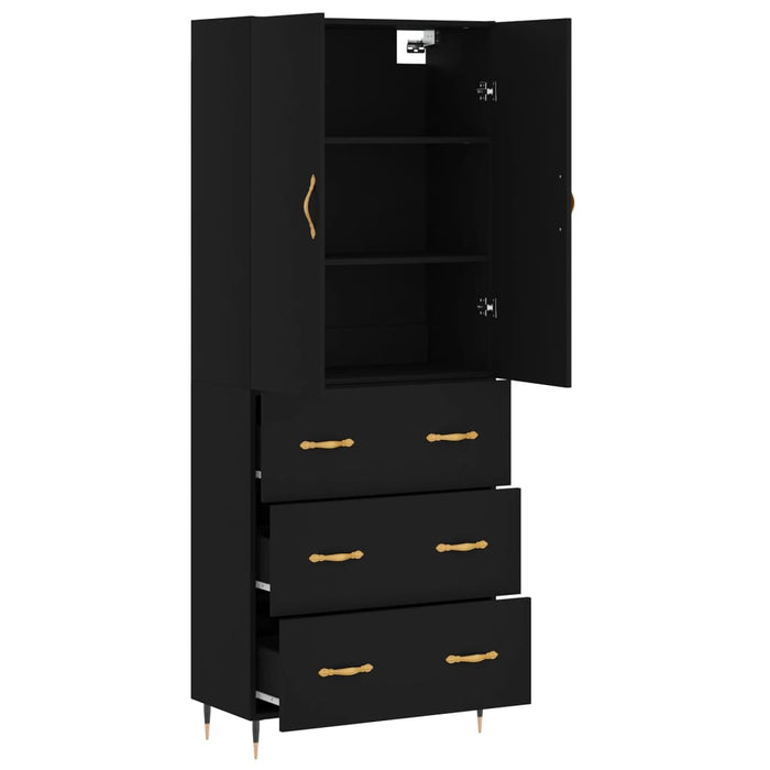 Dulap înalt, negru, 69,5x34x180 cm, lemn compozit WALTI