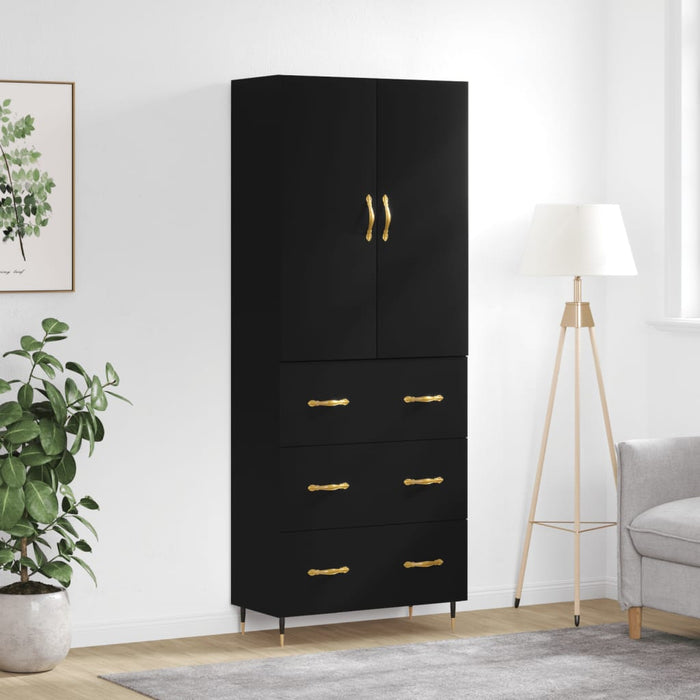 Dulap înalt, negru, 69,5x34x180 cm, lemn compozit WALTI