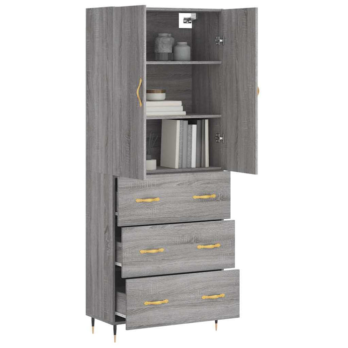 Dulap înalt, gri sonoma, 69,5x34x180 cm, lemn compozit WALTI