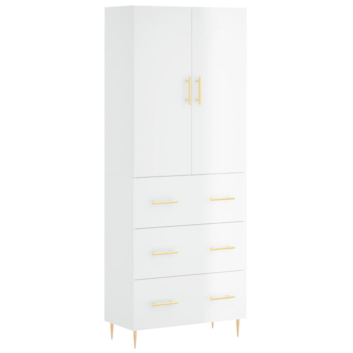 Dulap înalt, alb extralucios, 69,5x34x180 cm, lemn compozit WALTI