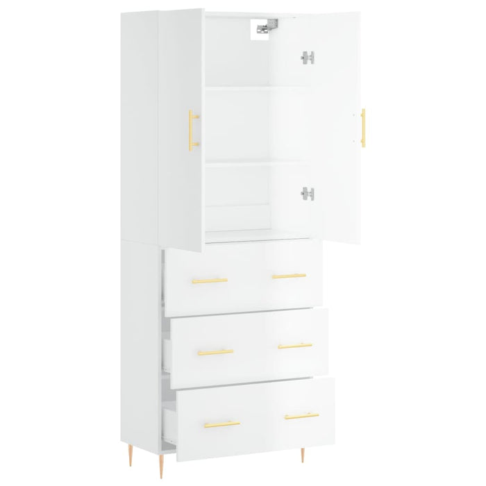 Dulap înalt, alb extralucios, 69,5x34x180 cm, lemn compozit WALTI