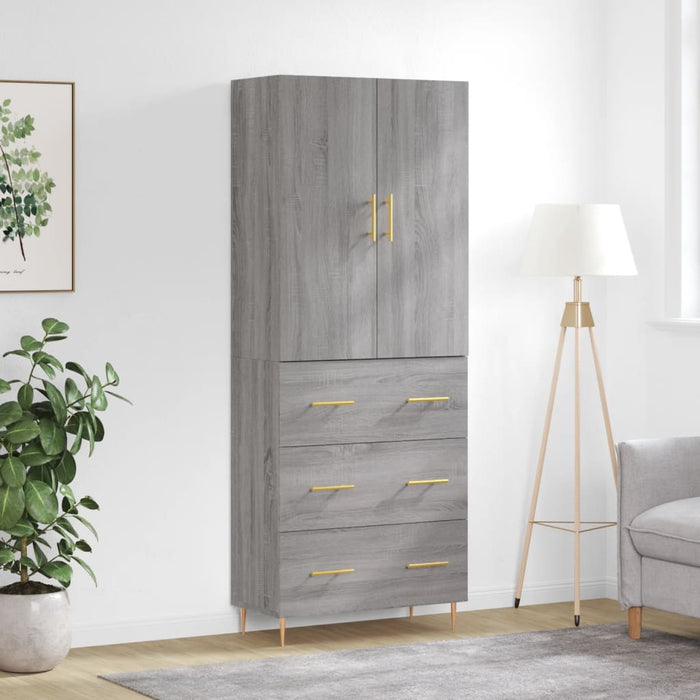 Dulap înalt, gri sonoma, 69,5x34x180 cm, lemn compozit WALTI