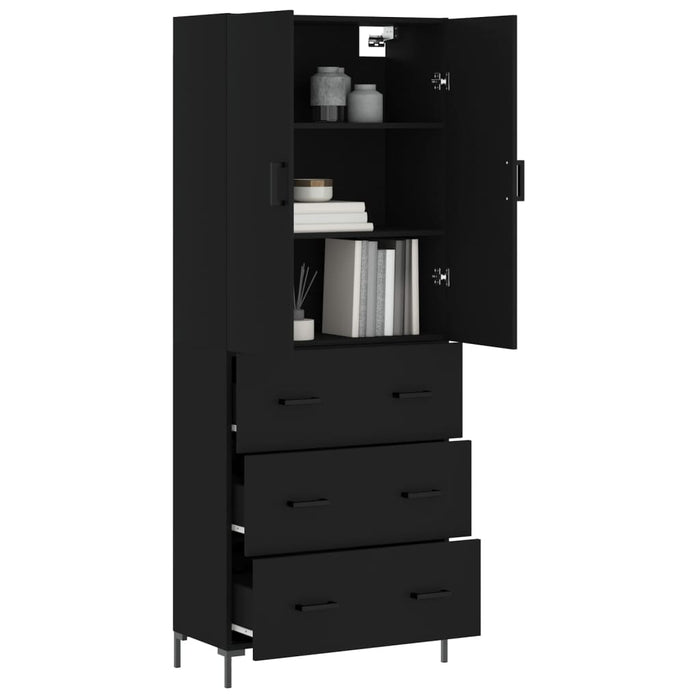 Dulap înalt, negru, 69,5x34x180 cm, lemn compozit WALTI