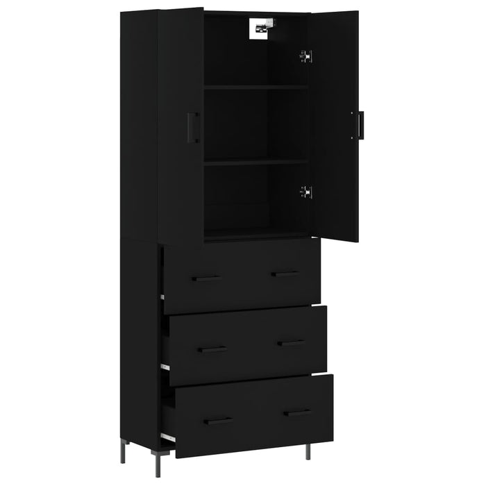 Dulap înalt, negru, 69,5x34x180 cm, lemn compozit WALTI