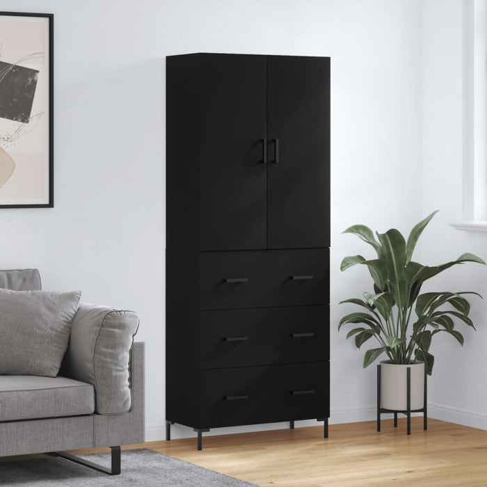 Dulap înalt, negru, 69,5x34x180 cm, lemn compozit WALTI