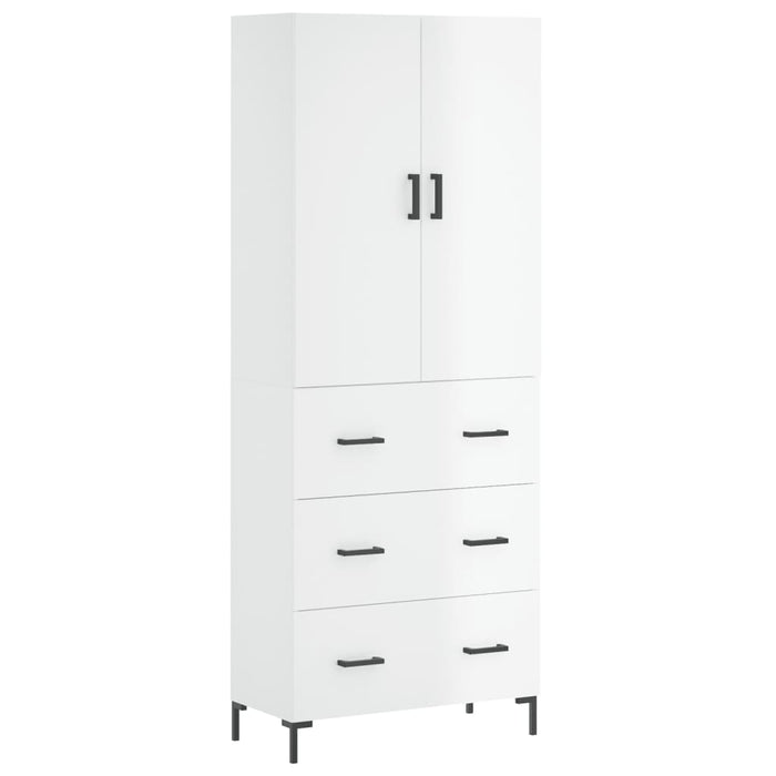 Dulap înalt, alb extralucios, 69,5x34x180 cm, lemn compozit WALTI