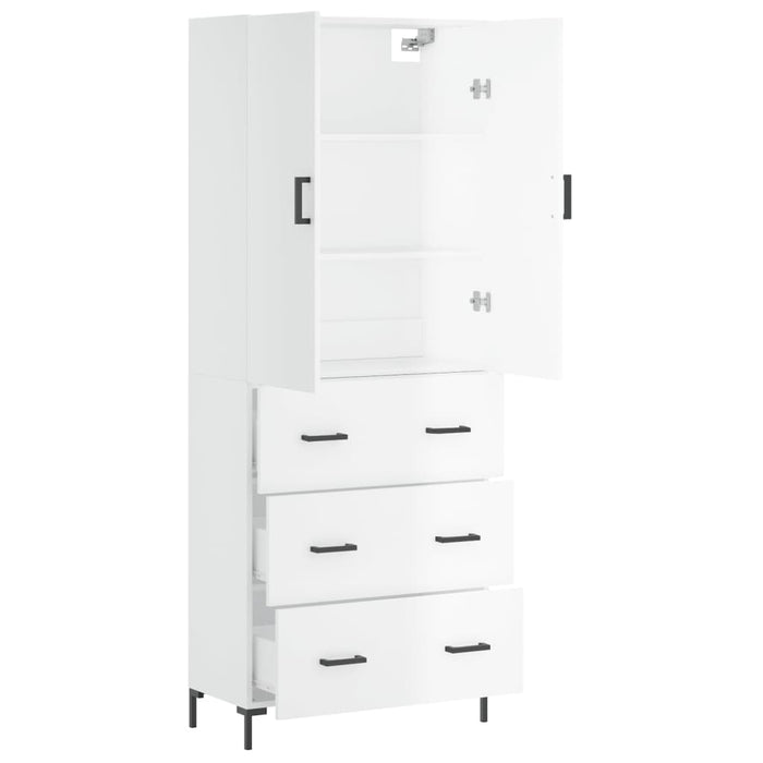 Dulap înalt, alb extralucios, 69,5x34x180 cm, lemn compozit WALTI