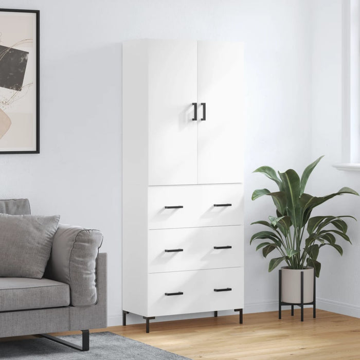 Dulap înalt, alb extralucios, 69,5x34x180 cm, lemn compozit WALTI
