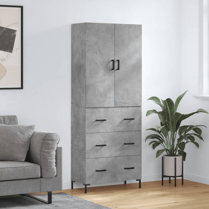 Dulap înalt, gri beton, 69,5x34x180, lemn compozit - WALTI WALTI