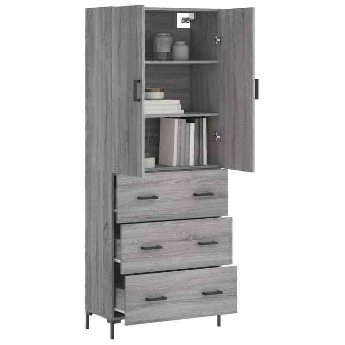 Dulap înalt, gri sonoma, 69,5x34x180 cm, lemn compozit WALTI