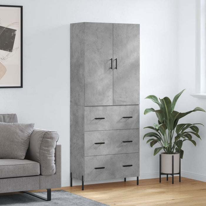 Dulap înalt, gri beton, 69,5x34x180, lemn compozit WALTI