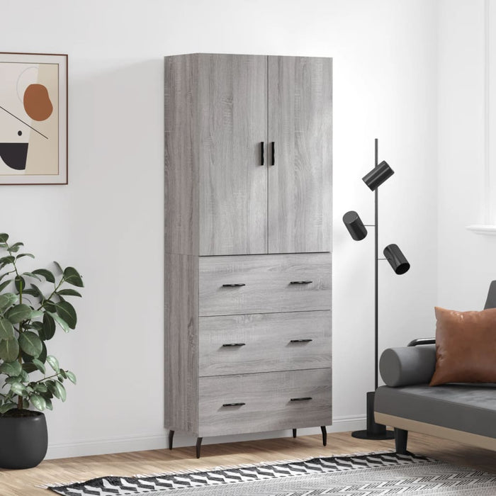 Dulap înalt, gri sonoma, 69,5x34x180 cm, lemn compozit WALTI