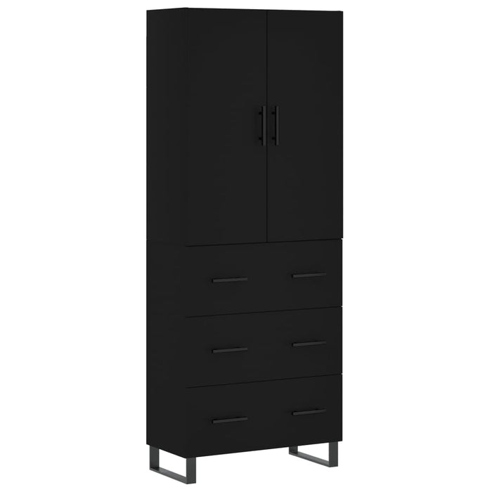 Dulap înalt, negru, 69,5x34x180 cm, lemn compozit WALTI